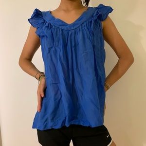 Blue flowy top